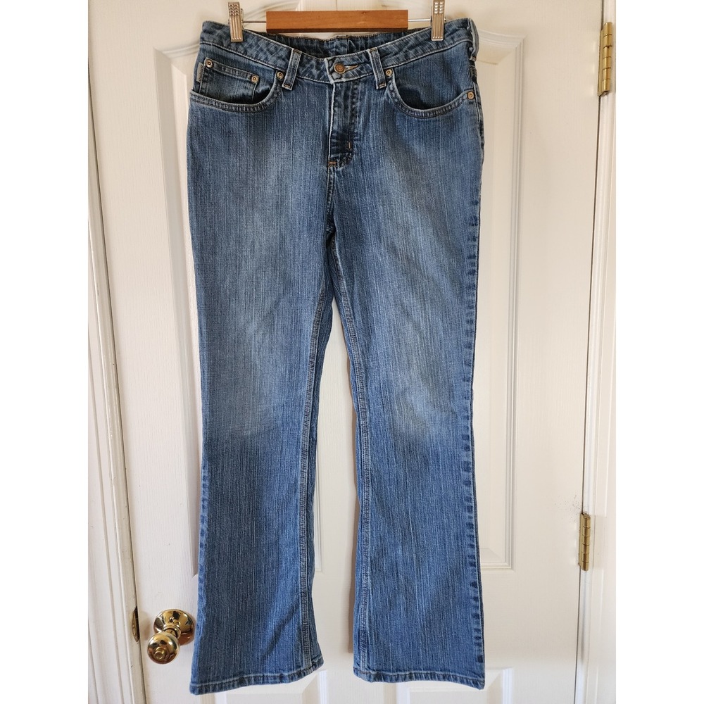 Carhartt Womens Mid Rise Bootcut Jeans Medium Wash Denim Size 8 Workwear Western